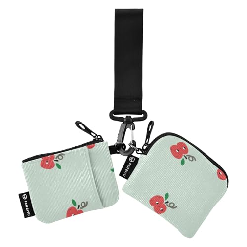 Süßes rotes Obst Damen Kartenetui Kleingeldhalter kompakte Größe Münzgeldbörse Kleingeldhalter mit Schlüsselanhänger für Männer Frauen 2 Stück, Niedliche rote Früchte, 1 size von linqin