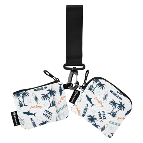 Summer Palmen Damen Dual Wallets Busniess Kartenetuis Slim Abnehmbare Visitenkartenetui Geld Organizer mit Schlüsselanhänger für Damen Mädchen 2 Stück, Sommerpalmen, 1 size von linqin