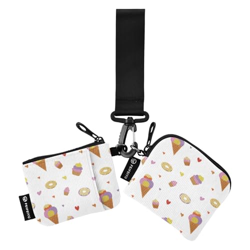Sweets Damen Münzbeutel Kartenhalter Große Kapazität Visitenkartenhalter mit Handgelenkschlaufe für Damen Mädchen 2 Packungen, Süßigkeiten, 1 size von linqin