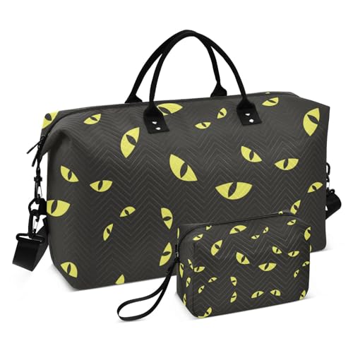 Terrible Yellow Eyes Große Reisetasche Große Turnbeutel Wochenende Reise Übernachtung Tasche mit Kulturbeutel zum Wandern Wasserdicht, Schreckliche gelbe Augen, 1 size von linqin