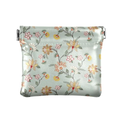 Traditionelle Damen-Geldbörse aus Leder, mit Blumenmuster, tragbar, Schmuck-Organizer für Männer und Frauen auf Reisen, Traditionelle Blumen, 4.33"(L) x 3.74"(W) x 0.39"(H), Classic von linqin
