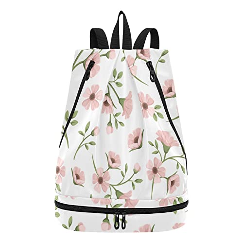 Turnbeutel Tanztasche Wasserdicht Fußballtasche Frühling Blumen Klein für Damen Herren, Frühlingsblumen, klein, Einheitsgröße, Classic von linqin