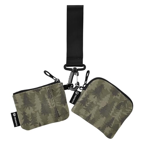 Wald Camouflage Weihnachtsbäume Damen Münzgeldbörsen Kartenetuis Slim Portable Identity Card Protector mit Schlüsselanhänger für Männer Frauen 2 Stück, Personalisierte Tarnung, 1 size von linqin