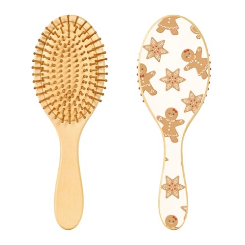 Weihnachten Lebkuchen Männer Holz Haarbürste Holzpaddelbürste für Haare Holzbürste für Haare Holzbotschaft Bürste von linqin