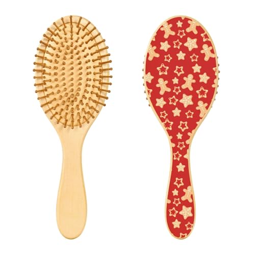 Weihnachten Lebkuchen rote Holzbürste Holzpaddelbürste für Haare Holzhaarbürsten für Frauen Holzmassage Haarbürste von linqin