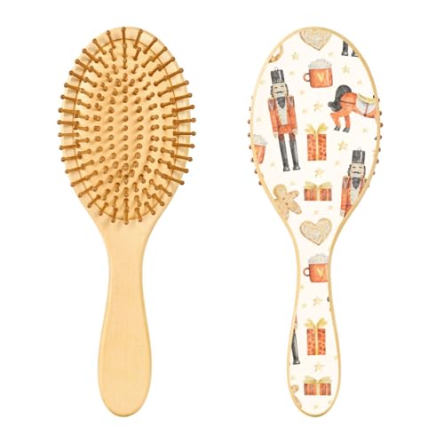 Weihnachten Nussknacker Pferd Lebkuchen Holz Haarbürste Holzpaddelbürste Holzhaarbürsten für Frauen Bürste für natürliches Haar von linqin