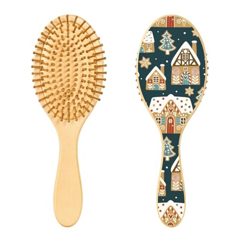 Weihnachts-Bürsten aus Holz, Lebkuchenhäuser, Paddel-Haarbürste für Frauen, Holzhaarbürsten für Frauen, Nachrichtenbürste aus Holz von linqin