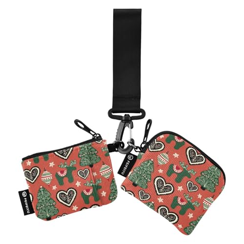 Weihnachts-Geldbörse mit zwei Handgelenken, klein, abnehmbar, Kreditkartenetui, Münzbörse mit Reißverschlussfach für Damen und Herren, 2 Stück, Weihnachtsfarbe, 1 size von linqin