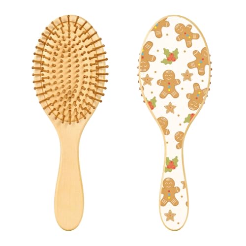 Weihnachts-Lebkuchen-Haarbürste aus Holz, Paddel-Haarbürste für Damen, Holzhaarbürste für natürliches Haar von linqin