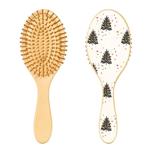 Weihnachts-Tannenbäume, Holzhaarbürste, Holzpaddelbürste für Haare, Holzhaarbürsten für Frauen, Massage-Haarbürste von linqin