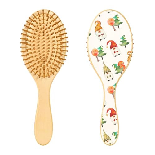 Weihnachts-Zwerge, stilistische Bäume, Holzhaarbürsten, Paddelbürste für feines Haar, Holzhaarbürsten für Frauen, Massage-Haarbürste von linqin