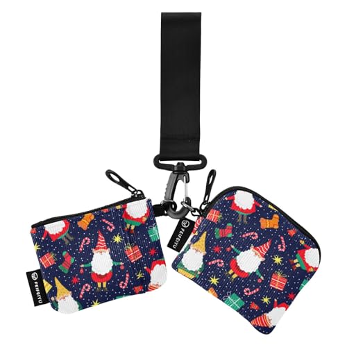 Weihnachtswichtel & Geschenke Damen Kartenetuis Kleingeldhalter Minimalistische Kartenetui Geld Organizer mit Reißverschlusstasche für Männer Frauen 2 Packungen, Zwerge & Geschenke, 1 size von linqin