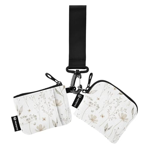Wildflowers Leafs Damen Dual Wallets Busniess Kartenetuis Minimalistische Reißverschluss-Handgelenktasche mit Reißverschlusstasche für Männer Frauen 2 Stück, Wildblumen-Blätter, 1 size von linqin