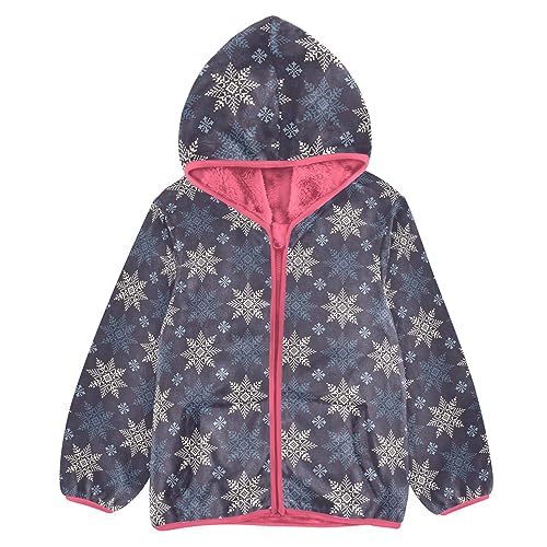 Winterurlaub Schneeflocken Große Mädchen Jacken Mit Sherpa Futter Kleinkind Jungen Jacke Rosa Mädchen Reißverschluss Hoodie 3T, Winterurlaub Schneeflocken, 7-8 Jahre von linqin