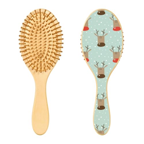 Winterurlaub Weihnachten Holz Haarbürste Holzpaddelbürste für Haare Holzhaarbürste für Frauen Haar Massage Bürste von linqin