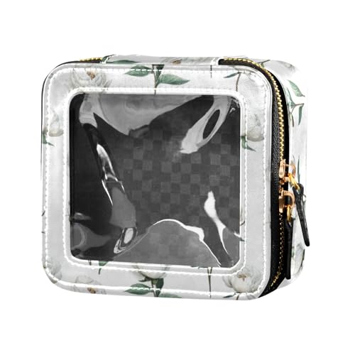 linqin Ästhetische weiße Pfingstrose, transparenter Make-up-Organizer, Reise-Kulturbeutel, Reise-Kosmetiktasche für Reisen, Ästhetische weiße Pfingstrose, 1 size von linqin