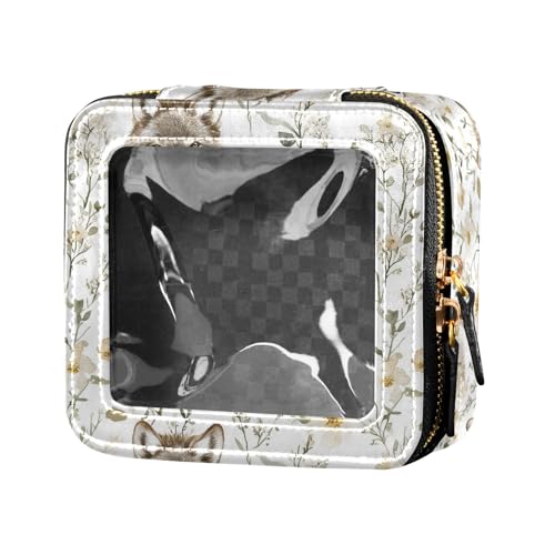 linqin Aesthetic Wolfs Make-up-Tasche, Leder, Kulturbeutel, tragbar, Make-Up-Organizer für Damen, transparent, Ästhetische Wölfe, 1 size von linqin