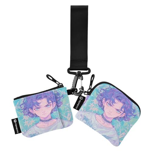 linqin Angry Boy Old Lace Damen Münztaschen Kartenhalter Mini Mode Damen Geld Organizer mit Schlüsselanhänger für Männer Frauen 2 Packungen, Angry Boy Old Lace, 1 size von linqin