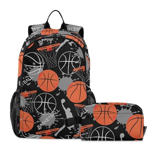 linqin Basketball Spiel Rucksack mit Lunchbox für Jungen Schultasche und Lunchbox Set für Jungen Rucksack und Lunchbox Set 10-12 von linqin