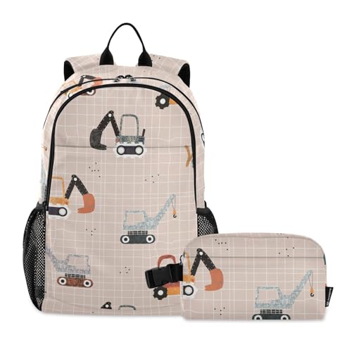 linqin Bau-Rucksack und Lunchtaschen-Set für Teenager, Mädchen, Schultasche und Lunchbox-Set für Jungen, Rucksäcke und Lunchbox, 9-10 Jahre von linqin