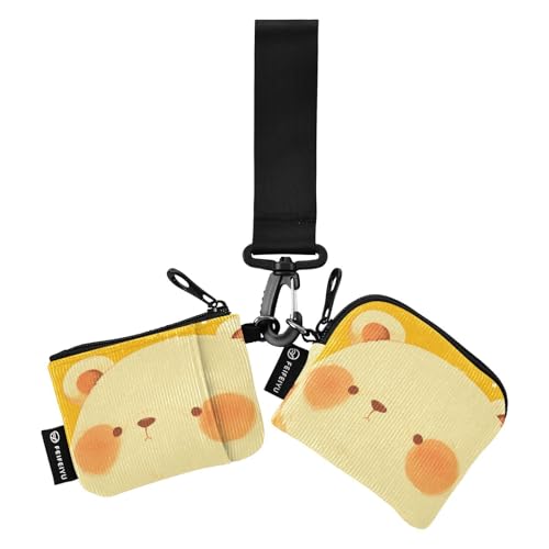 linqin Beauty Bear Gold Dual Coin Purse Credit Card Holder Wallet Compact Size Credit Card Wallet Organizer with Zipper Pocket for Men Women 2 Packs, Beauty Bear Gold, 1 size von linqin