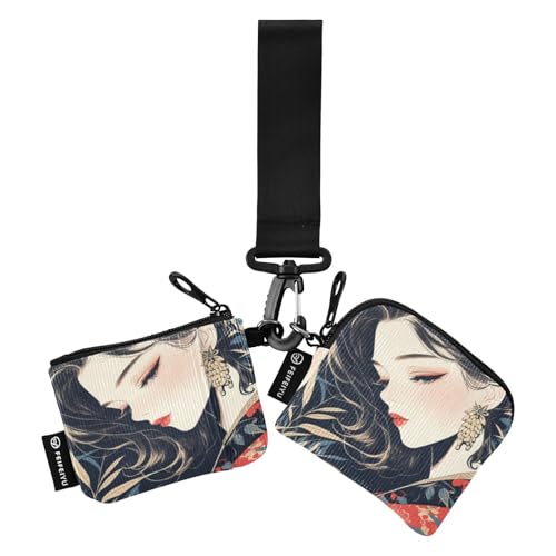 linqin Beauty Damen Geldbörsen Kartenetuis Kompakte Größe Kreditkartenetui mit Reißverschluss Münzfach für Arbeit Reisen 2 Packungen, Beauty Dunkelblau, 1 size von linqin