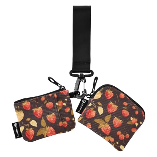 linqin Beauty Raspberries Damen Dual Wallets Busniess Kartenetuis Slim Abnehmbare Kreditkarte Geldbörse Organizer mit Schlüsselanhänger für Damen Mädchen 2 Stück, Beauty Himbeeren, 1 size von linqin