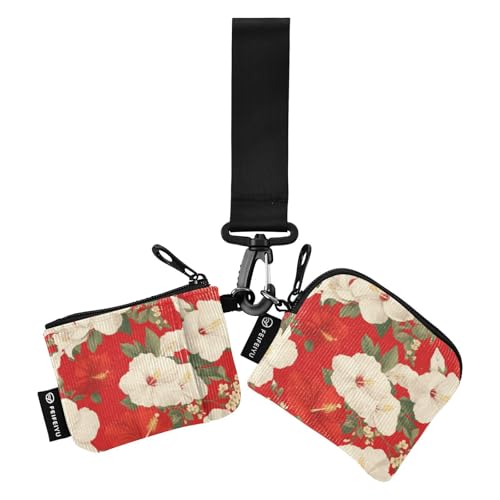 linqin Blooming Hibiscus Red Dual Wristlet Wallets for Women Small Detachable Wristlet Wallet Key Holder with Zipper Coin Pocket for Men Women 2 Packs, Blühender Hibiskus rot, 1 size von linqin