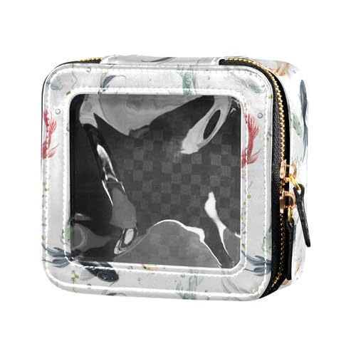 linqin Bunte Kosmetiktasche für Geldbörse, Kulturbeutel mit Reißverschluss, Leder, Organizer für Damen, Bunter Wels, 1 size von linqin