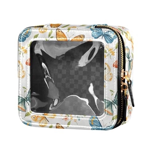 linqin Bunte Schmetterlinge, transparente Mini-Make-up-Tasche, Kulturbeutel mit Reißverschluss, Kosmetiktasche für Damen, Bunte Schmetterlinge, 1 size linqin Bunte Schmetterlinge, transparente Mini-Make-up-Tasche, Kulturbeutel mit Reißverschluss, Kosmetiktasche für Damen, Bunte Schmetterlinge, 1 size von linqin