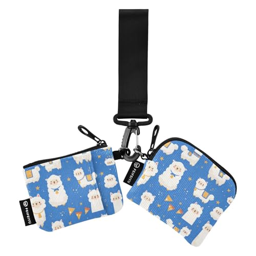 linqin Cartoon-Alpakas-Blau, Damen-Münzgeldbörse, Kartenhalter, niedlicher modischer Ausweis-Schutz mit Schlüsselanhänger, für Damen und Herren, 2 Stück, Cartoon Alpakas Blue, 1 size linqin Cartoon-Alpakas-Blau, Damen-Münzgeldbörse, Kartenhalter, niedlicher modischer Ausweis-Schutz mit Schlüsselanhänger, für Damen und Herren, 2 Stück, Cartoon Alpakas Blue, 1 size von linqin