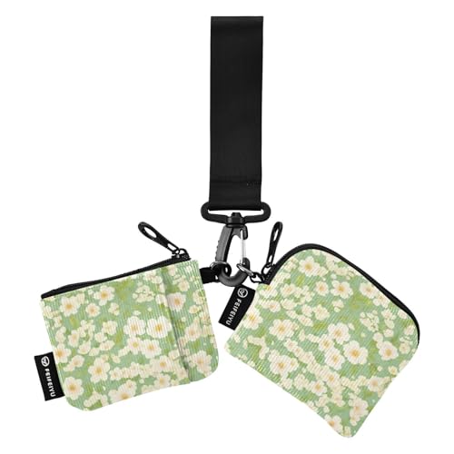 linqin Cherry Blossoms Damen Kartenetuis Kleingeldhalter Große Kapazität Münzgeldbörse Kleingeldhalter mit Schlüsselanhänger für Männer Frauen 2 Packungen, Rosa (Cherry Blossoms), 1 size von linqin