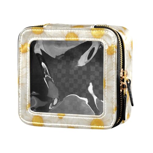 linqin Chic Daisy Mini-Make-up-Tasche, Kulturbeutel, Make-up-Tasche, Organizer für Fliegen, Weiß von linqin