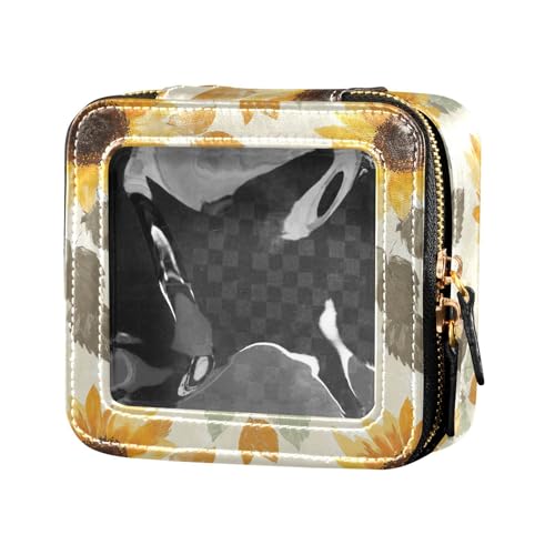 linqin Chic Kosmetiktasche mit Sonnenblumen, wasserdicht, transparent, Reise-Kulturbeutel, kleine Kosmetiktasche für Geldbörse für Reisen, Schicke Sonnenblumen, 1 size von linqin