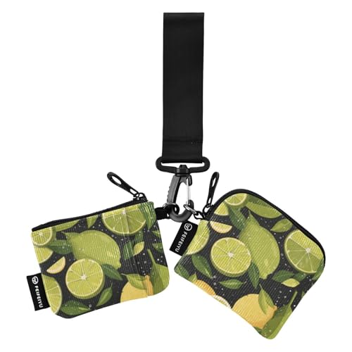 linqin Chic Lemons Limes Damen Dual Wallets Busniess Kartenetuis Dünn Flach Kreditkartenetui mit Reißverschlussfach für Männer Frauen 2 Packungen, Chic Lemons Limes, 1 size von linqin
