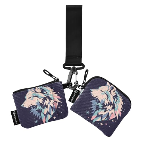 linqin Chic Wolfs Dark Damen Münzgeldbörse Kartenhalter Mini Mode Reißverschluss Wristlet Geldbörse mit Schlüsselanhänger für Damen Mädchen 2 Packungen, Chic Wolfs Dark, 1 size von linqin