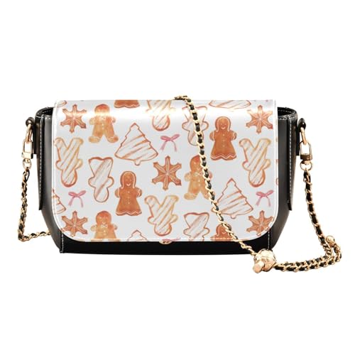 linqin Christmas Cookies Cross Bag Damen Herbst Schultertaschen mit Kreditkartenfächern Mini Geldbörse, Weihnachtsplätzchen, 1 size, Classic von linqin