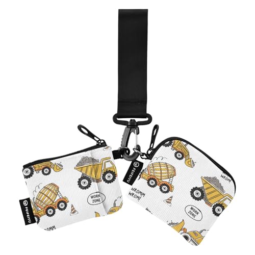 linqin Construction Machines Damen Dual Wallets Busniess Kartenetuis Minimalistische Reißverschluss Geldbörse Geldbörse Geldbörse mit Handgelenkschlaufe für Damen Mädchen 2 Stück, Baumaschinen, 1 size von linqin