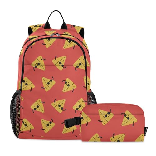 linqin Cooler Cartoon Samosa Charaktere Rucksack mit Lunchbox Jungen Schultasche und Lunchbox Set für Jungen Büchertasche und Lunchbox 10-12 von linqin