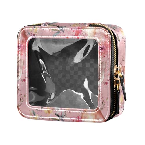 linqin Cute Kangaroos Hot Peach Cute Makeup Bag Clear Travel Bags for Toiletries Leather Cosmetic Bag for Women, Niedliche Kängurus Hot Pfirsich, 1 size von linqin