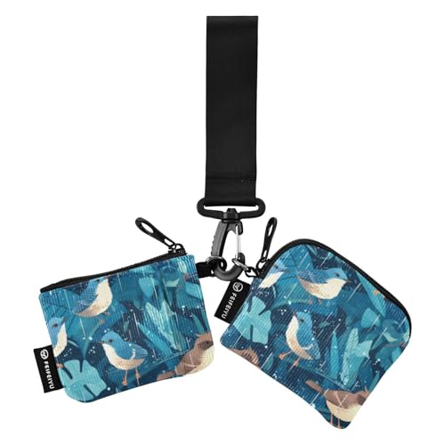 linqin Dark Sea Birds Damen Geldbörsen Kartenetuis Niedlich Mode Geld Organizer mit Schlüsselanhänger für Männer Frauen 2 Packungen, Dunkle Seevögel, 1 size von linqin