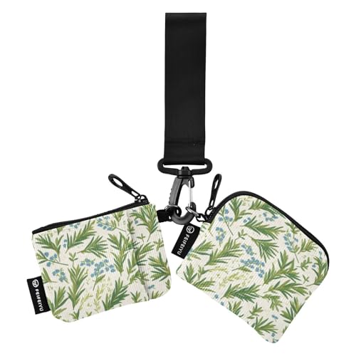 linqin Deep Green Branches Damen Münzgeldbörse Kartenhalter Große Kapazität Ausweis Schutz mit Schlüsselanhänger für Damen Herren 2 Stück, Tiefgrüne Zweige, 1 size von linqin