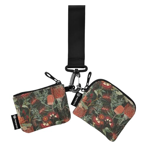 linqin Deep Red Flowers Damen Kartenetuis Kleingeldhalter Dünn Flach Schlüsselanhänger Geldbörse Kleingeld Geldbörse mit Schlüsselanhänger für Männer Frauen 2 Packungen, Tiefrote Blumen, 1 size von linqin