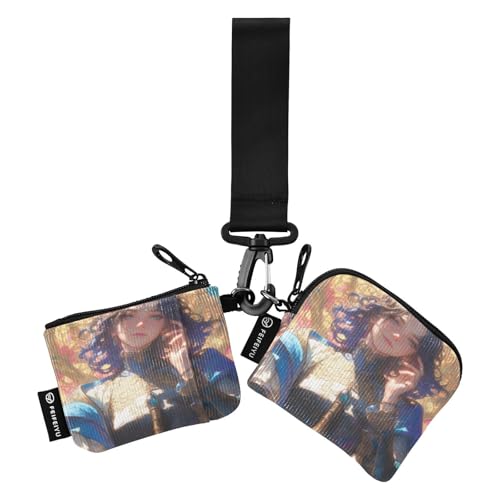 linqin Elegant Artist Pink Gold Damen Dual Wallets Busniess Kartenetuis Slim Abnehmbar Frauen Kreditkartenetui Münzbörse mit Reißverschluss Münzfach für Damen Mädchen 2 Packungen, Elegant Artist Pink von linqin