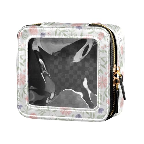 linqin Elegante Mini-Make-up-Tasche mit zierlichen Blumen, transparent, Kulturbeutel, Reise-Kosmetiktasche für Damen, Elegante, zierliche Blumen, 1 size von linqin