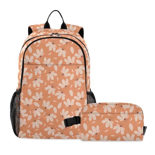 linqin Eleganter Frühlings-Gänseblümchen-Rucksack mit Lunchbox für Jungen, Schultasche mit Lunch-Tasche, Rucksack und Lunchbox-Set, Alter 8-10 Jahre alt von linqin