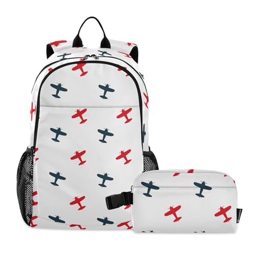 linqin Farbenfroher Rucksack mit Lunchbox für Jungen, Schultasche und Brotdose, Set für Jungen, Schulranzen, Jungen 10–12 von linqin