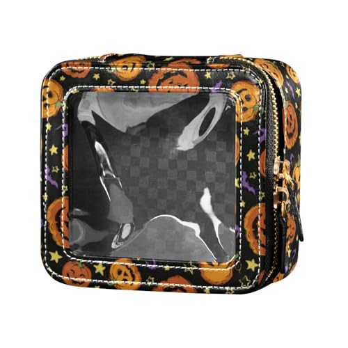 linqin Festliche Halloween-Kürbisse, transparente Make-up-Tasche für Toilettenartikel, tragbarer Make-up-Organizer für Reisen, Festliche Halloween-Kürbisse, 1 size von linqin