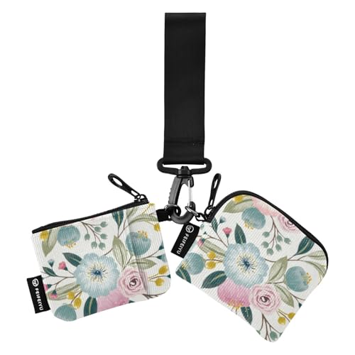 linqin Floral Spring Damen Münzgeldbörse Kartenhalter Minimalistischer Karten-Organizer Geldbörse mit Reißverschlusstasche für Damen Mädchen 2 Stück, Floral Spring, 1 size von linqin