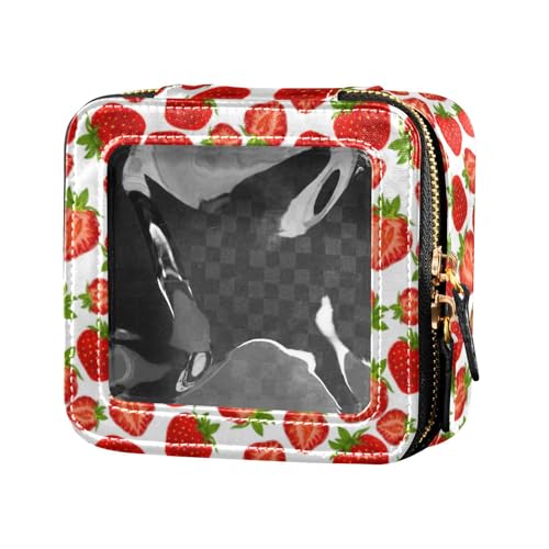 linqin Fresh Strawberry Make-up-Tasche für Geldbörse, Leder, Kulturbeutel, Kosmetiktasche, Organizer für Reisen, Fresh Strawberry, 1 size von linqin